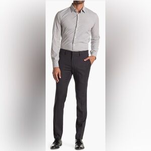 Reaction Kenneth Cole Dark Blue Houndstooth Skinny Dress Pants 36x32 NWT